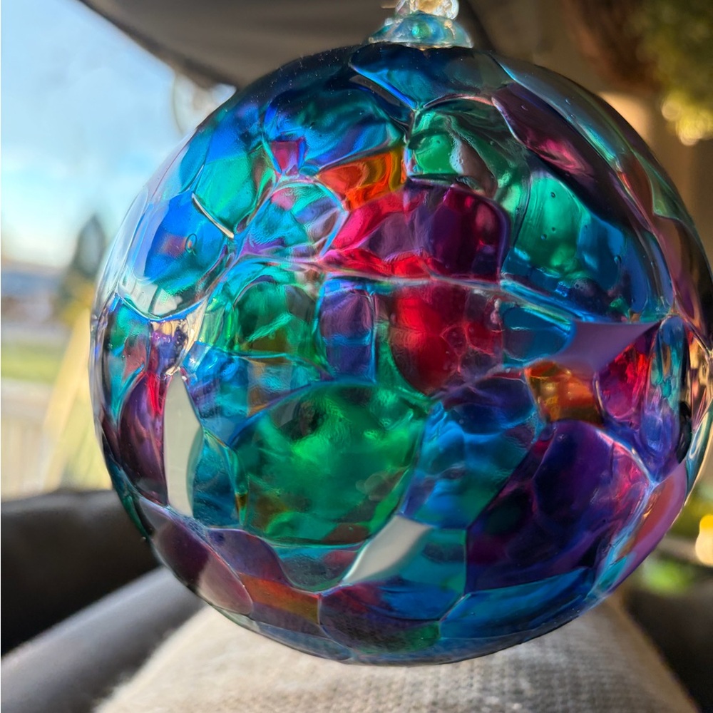 Calico Kistras Hand-Blown Multicolor Glass Hanging ornament of Friendship 12”